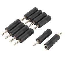 3.5mm Stereo Male to 6.35mm Female Jack Headphone Microphone Adapter Black 10pcs