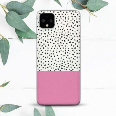 White And Black Polka Dot Pink Case For Google Pixel 2 3 3a 4 4a 5 6 7 8 XL