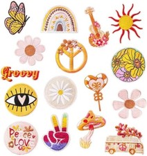 Appliques for adults, set of 16, iron-on patches, stylish, adult, yellow