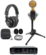 Rockville R-TRACK 2x2 1-Person Podcast Kit w/ RCM02 Microphone Stand Headphones