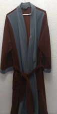    Vintage PIERRE CARDIN One Size Brown Gray Fleece Robe Pockets Belted USA