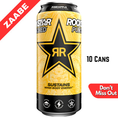 Rockstar Punched Pineapple 16oz Can 10 Pack   Energy Drink USA