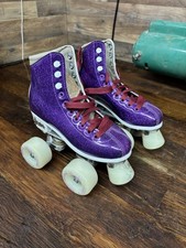 Crazy Skates Disco GLAM purple Glitter Quad Roller skates Girls Kids Size 1 GOOD