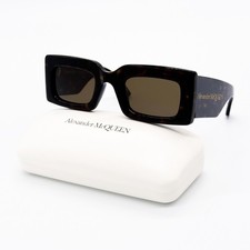 NEW ALEXANDER MCQUEEN SUNGLASSES HAVANA SQUARE WOMEN AM0433S 002