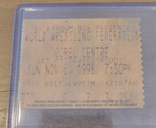 1998 WWF WRESTLING TICKET STUB COREL CENTRE OTTAWA 11/8/98 THE ROCK vs VAL VENIS