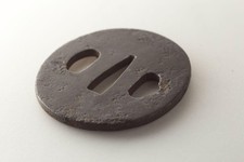 Iron Tsuba Sword Guard Antique Heavy Metal Tsuba with Subtle Pattern Engravings
