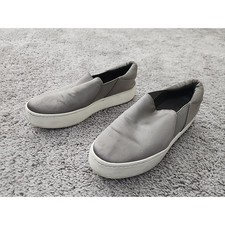 Vince Blair Slip On Sneakers Women 7M Grey Satin Platform Flat Shoes