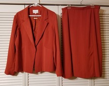 Lily Taylor 2-Piece Size 16 Jacket Skirt Suit Burnt Orange Lined Polyester