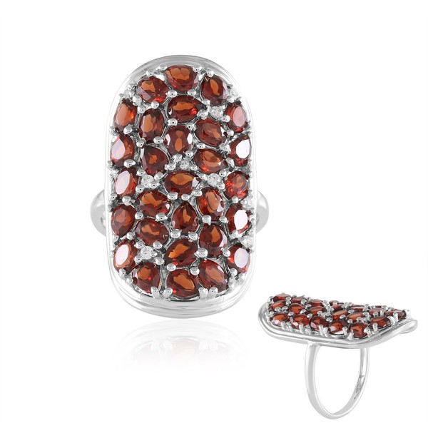 Cavill Damen Ring 925 Silber Mit 6,2Ct Mosambik Granat Oval Tropfen-image