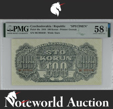 Czechoslovakia Republic SPECIMEN 100 Korun 1944 P 48s AU PMG 58 EPQ