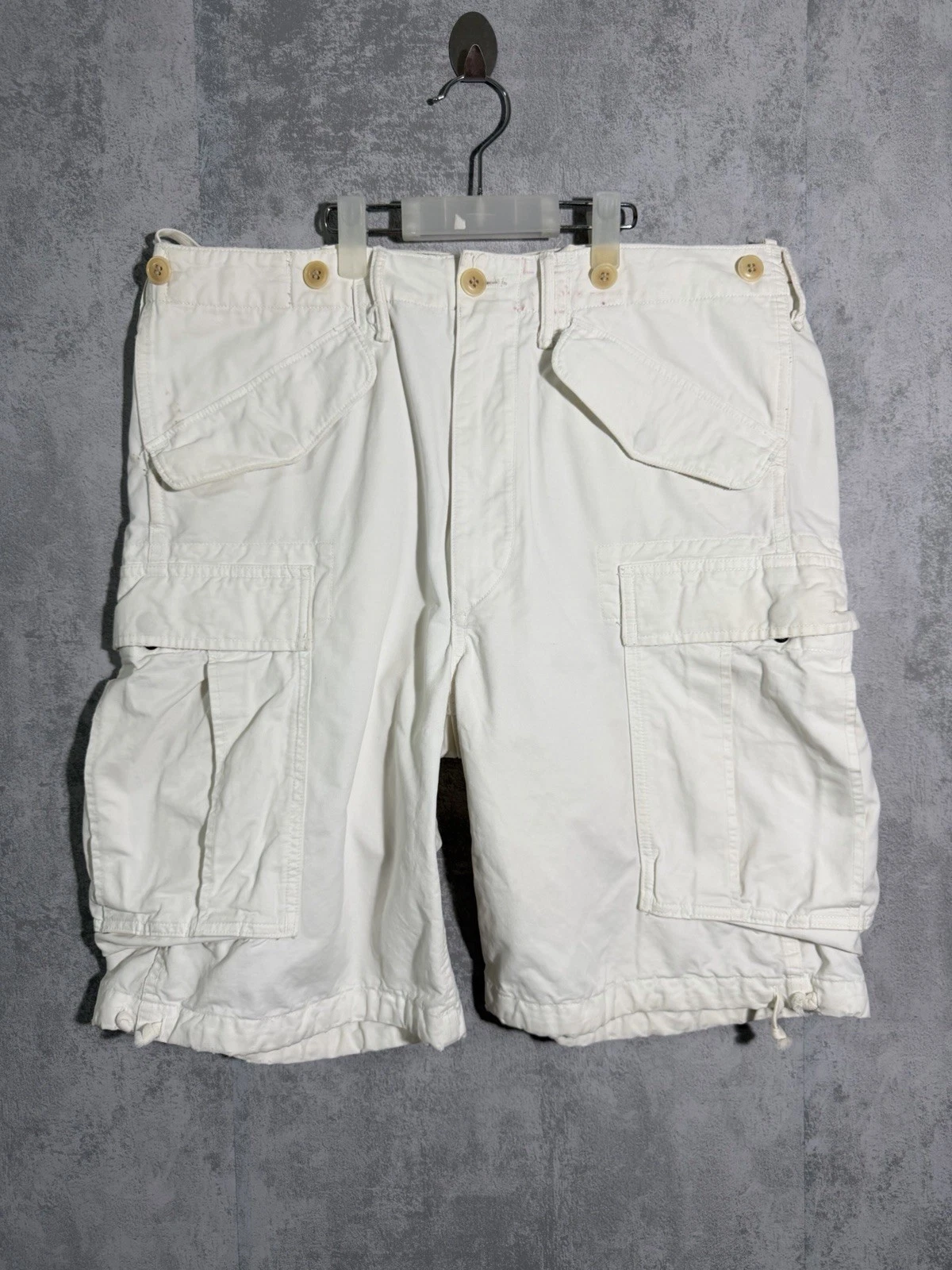 Vintage Double R RRL Ralph Lauren Men White Army Military Field Cargo Shorts