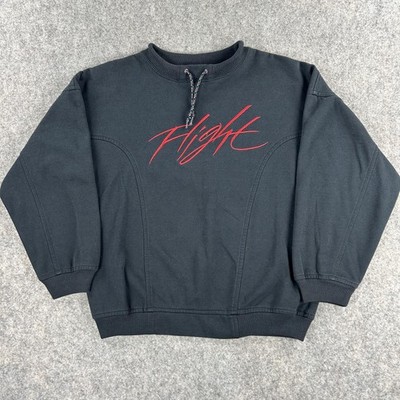 Vintage Nike Air Jordan Flight Sweatshirt Youth Large Black Pullover Graphic