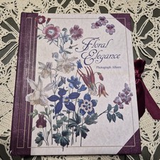 Hardcover Victorian Elegance Photograph Album Botanical Illus. Ribbon Closure