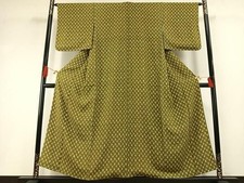 Kimono - Fine fine pattern green bean pure silk masterpiece AABG4638fy