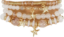 Bohemian Stackable Bracelets Set Boho Beaded Stretchable Bracelets for Women Mul