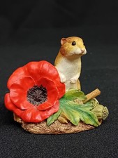 *Border Fine Arts 'Fieldmouse And Poppies'. Figurine. 3" Wide. 2.5" Tall. GC.