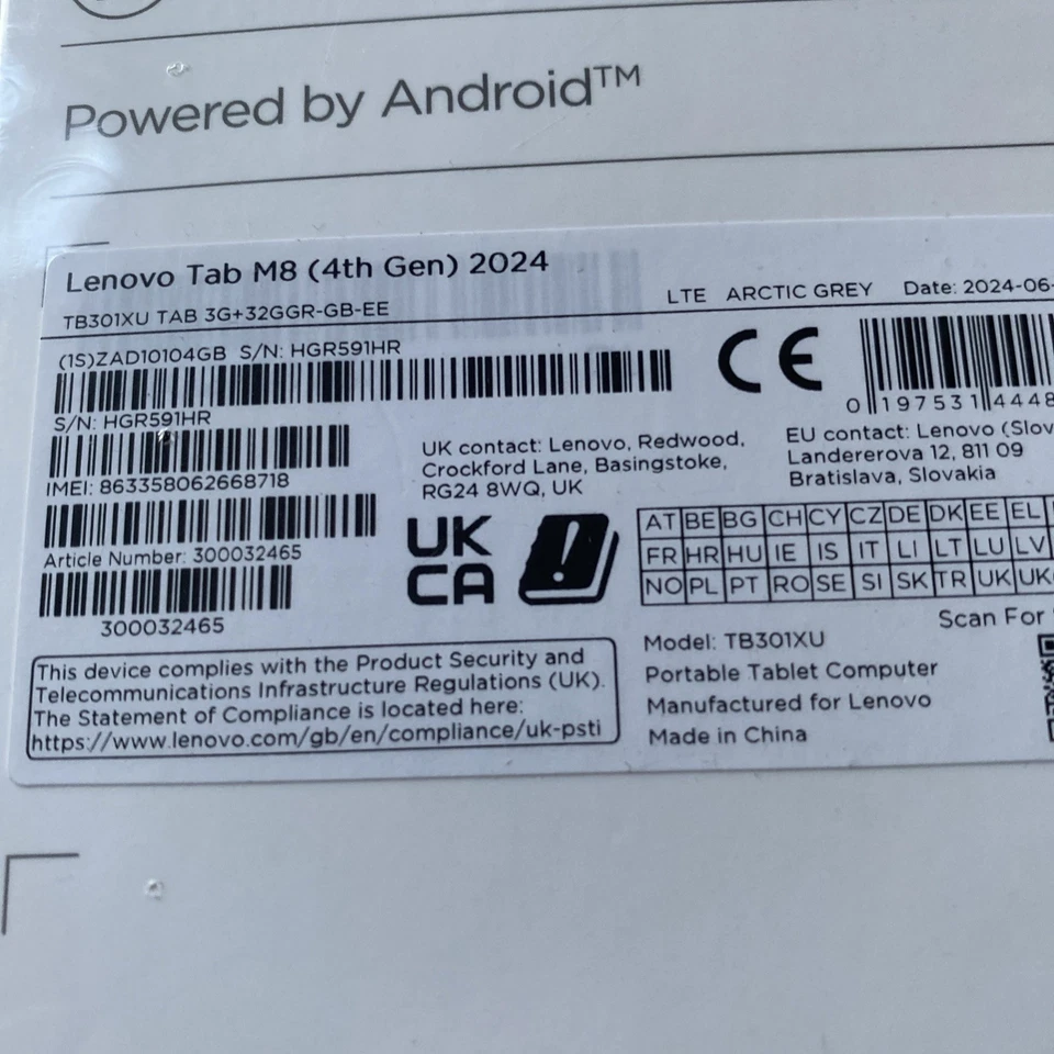 Lenovo Tab M8 (4th Gen) LTE - 32GB, Wi-Fi 8 inch Tablet - Arctic Grey - Grade A - Image 2 of 3