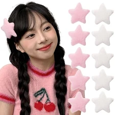 HAIMEIKANG 10 Pcs Fluffy Star Hair Clips - Cute Non-Slip Y2k Accessories for ...