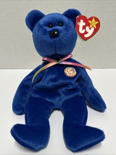 Clubby Bear Official Club Blue TY Beanie Baby PE Pellets Plush Toy