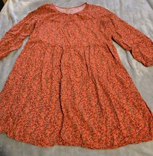 Bohemian Old Navy Orange Floral Med Mini Dress Flowy Festival Playful Gypsy Soft