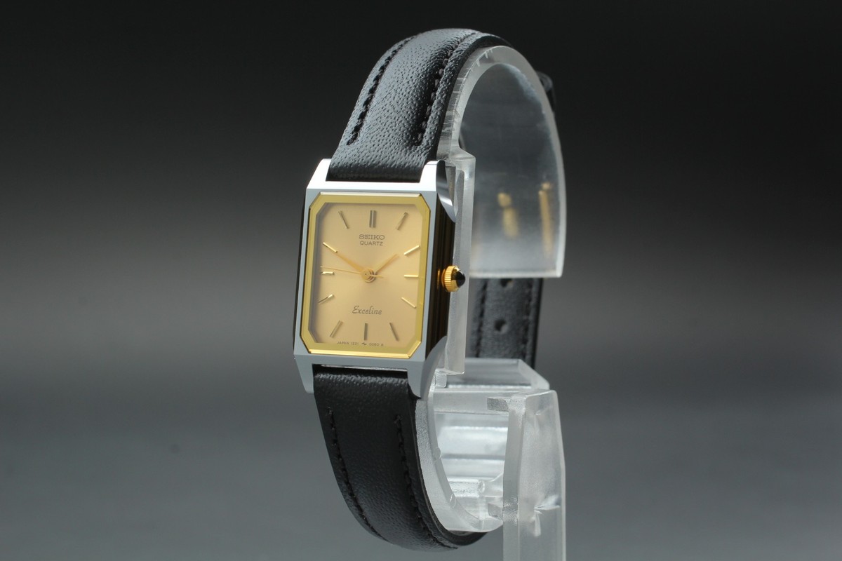 稼働 SEIKO Exceline 1221-5090 クォーツ腕時計 S125 Vtg 1982 N MINT Seiko Exceline 1221-5020 Gold Coated Alloy Qz
