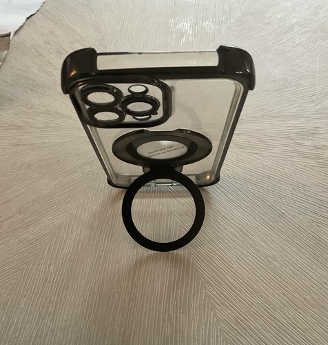 Coque iPhone 15 Pro Max avec support noir et transparent - Photo 2 sur 5