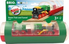 BRIO World 33892 - Classic Steam Train  Tunnel - 3 Piece Wooden Toy Train Set 