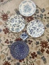 Ceramic Plate Set 5pc Blue & White Floral Pat...