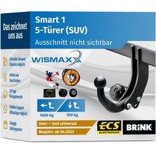 ANHÄNGERKUPPLUNG für Smart 1 ab 23 starr BRINK +7pol E-Satz ABE