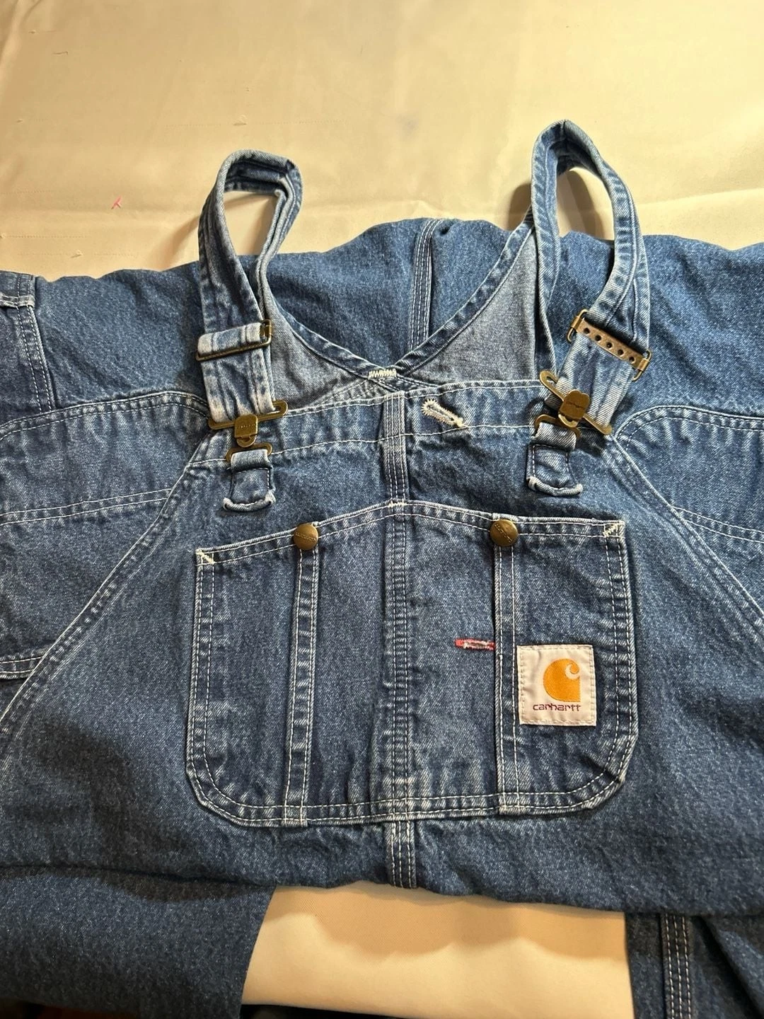 Carhartt R07-DST Washed Denim Bib Overalls 40x30