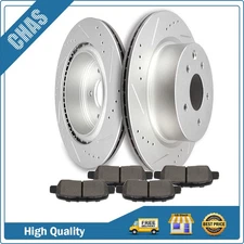 Rear Drilled And Slotted Brake Rotors Brake Pads For 2005-2017 Infiniti EX35 G25