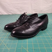 Johnston Murphy Crown Aristocraft Dress Shoes Men 7D Black Conley Wingtip Oxford