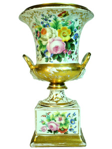 Vintage Victorian Porcelain Urn Hand Painted c. 1850