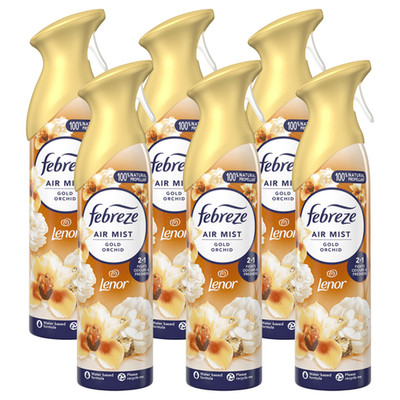 6 x Febreze Lufterfrischer Spray Gold Orchidee 185 ml sicher für den Einsatz rund um das Haus