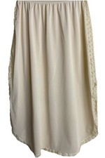Vintage Half Slip Skirt XS Silky Lace Hem High Side Slits Cream Nylon Fairy Boho