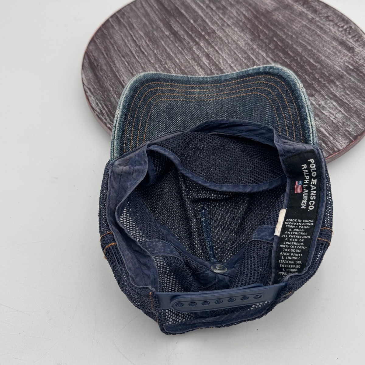 polo jeans ハット　90s Vintage Polo Jeans Co Ralph Lauren Hat Denim Trucker Mesh Snapback