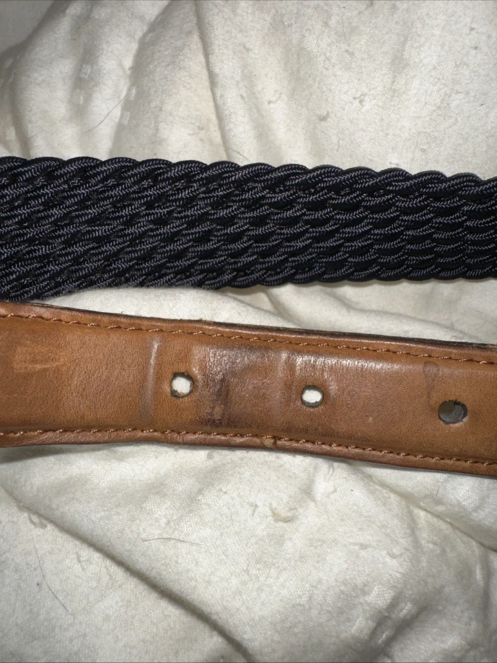 Cinturón Orvis Para Hombre 42 Azul Marino Tejido Cuero Borde 2Y5A Hecho en EE. UU. Hebilla Plateada Foto 3 de 4