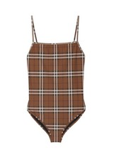 Women Burberry Swimming Check Swimsuit Deliach Dark Birch Brown Size L