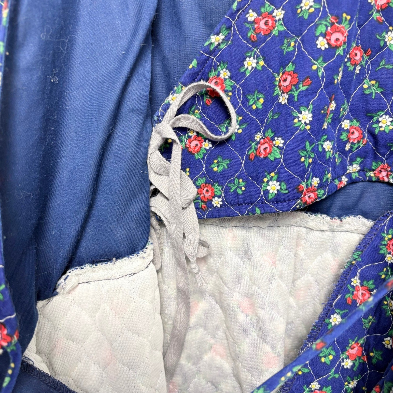Rare 70s Lanz Quilted Floral Wrap Dress Maxi Prairie Core Vintage Retro Cottages image 8