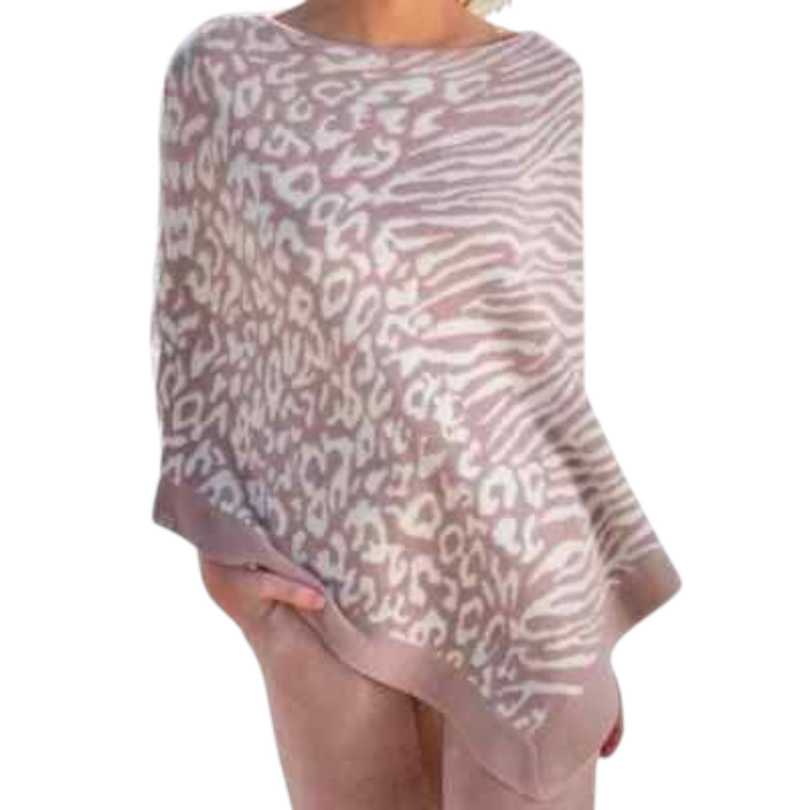NWT BAREFOOT DREAMS CozyChic Ultra Lite Ocean Breeze Poncho Faded Rose OS