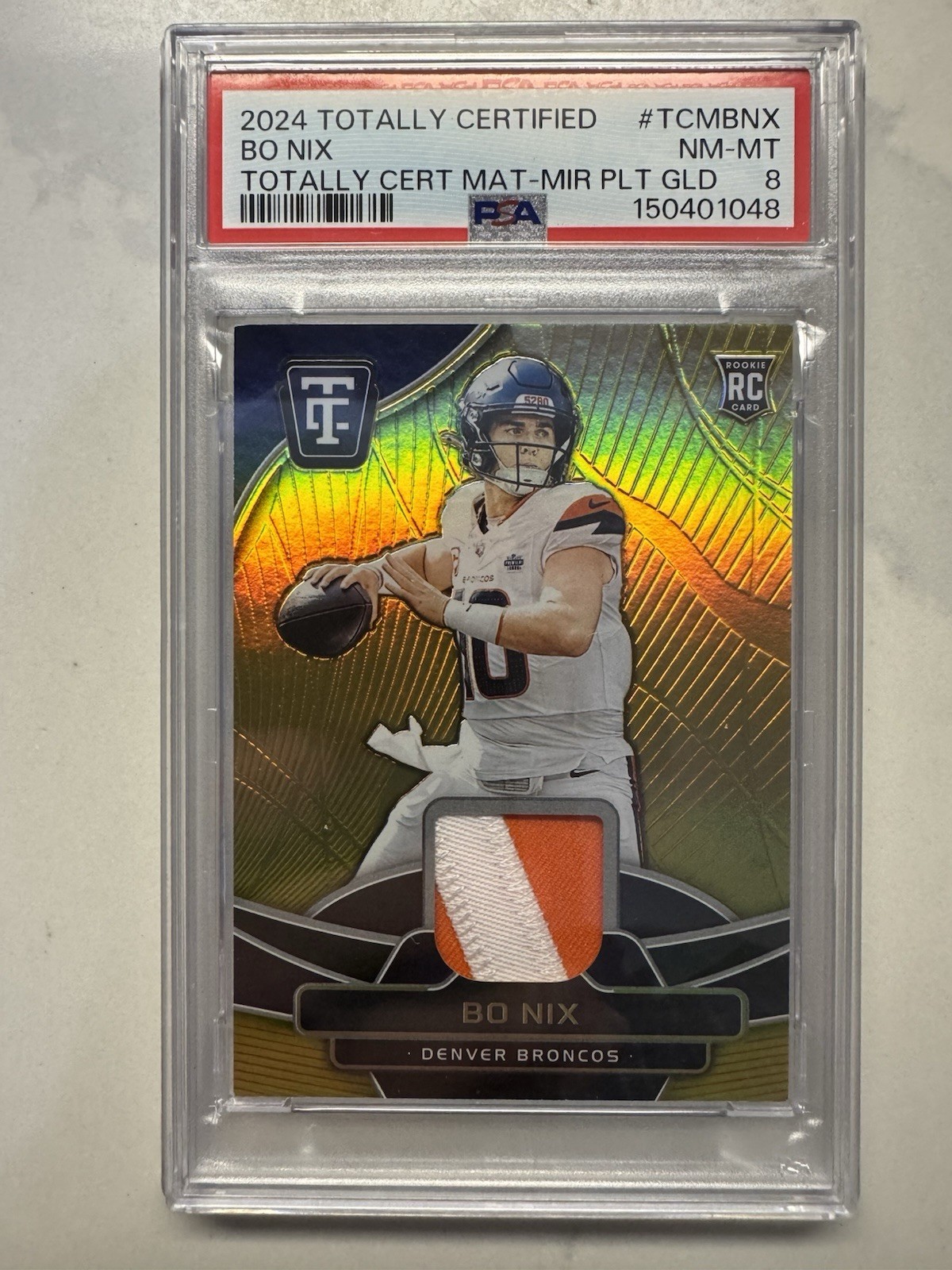 Bo Nix Panini Totally Certified Totally Certified Materials #TCMBNX Mirror Platinum Gold