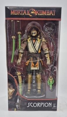 2019 McFarlane Mortal Kombat Scorpion Game Stop Exclusive Tan/Green Suit 7'' Fig