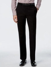 Calvin Klein Mens Slim fit Dress Pants 38 /34 Black Solid Stretch