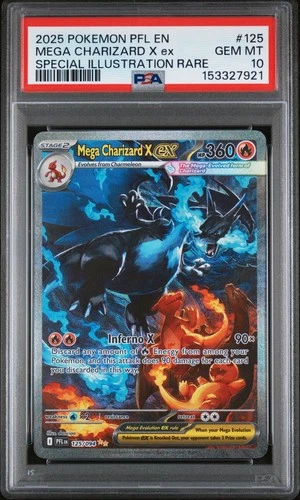 2025 POKEMON PFL SPECIAL ILLUSTRATION RARE #125 MEGA CHARIZARD X EX PSA 10