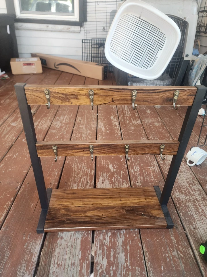 Taza de café de pie de 16 ganchos de doble cara, soporte para joyas, soporte para llaves grano de madera Foto 4 de 4