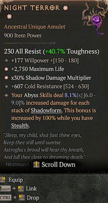 2GA Night Terror Special affix 8.1% Diablo 4 S13