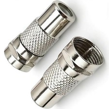 VGGUBKZ 2-Pack RCA to F-Type Coaxial Adapter, Female F-Plug Silver