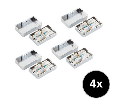 4 Stück Cat 6 LSA Anschlussbox Netzwerk Kabel Verbinder LAN 2*RJ45 Verlängerung