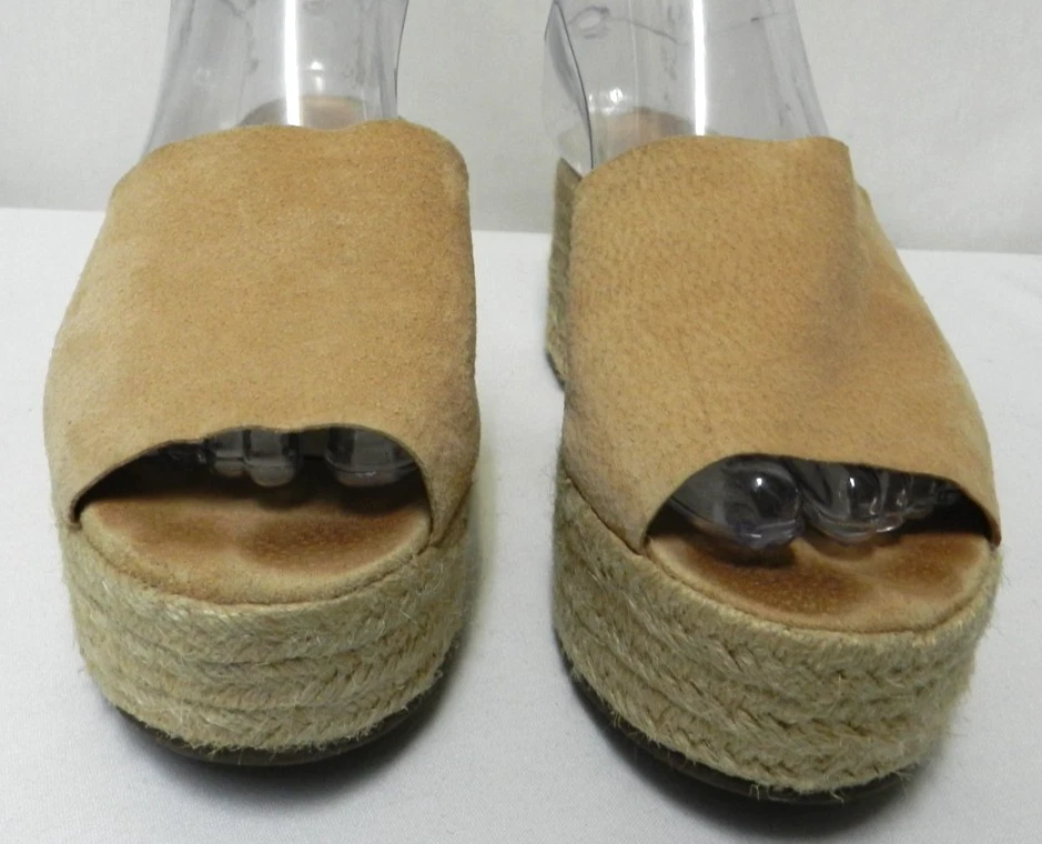 Schutz Gamuza Alpargata Cuña Plataforma Tacones Sandalias Taupe Verano Talla 7.5 Foto 3 de 4