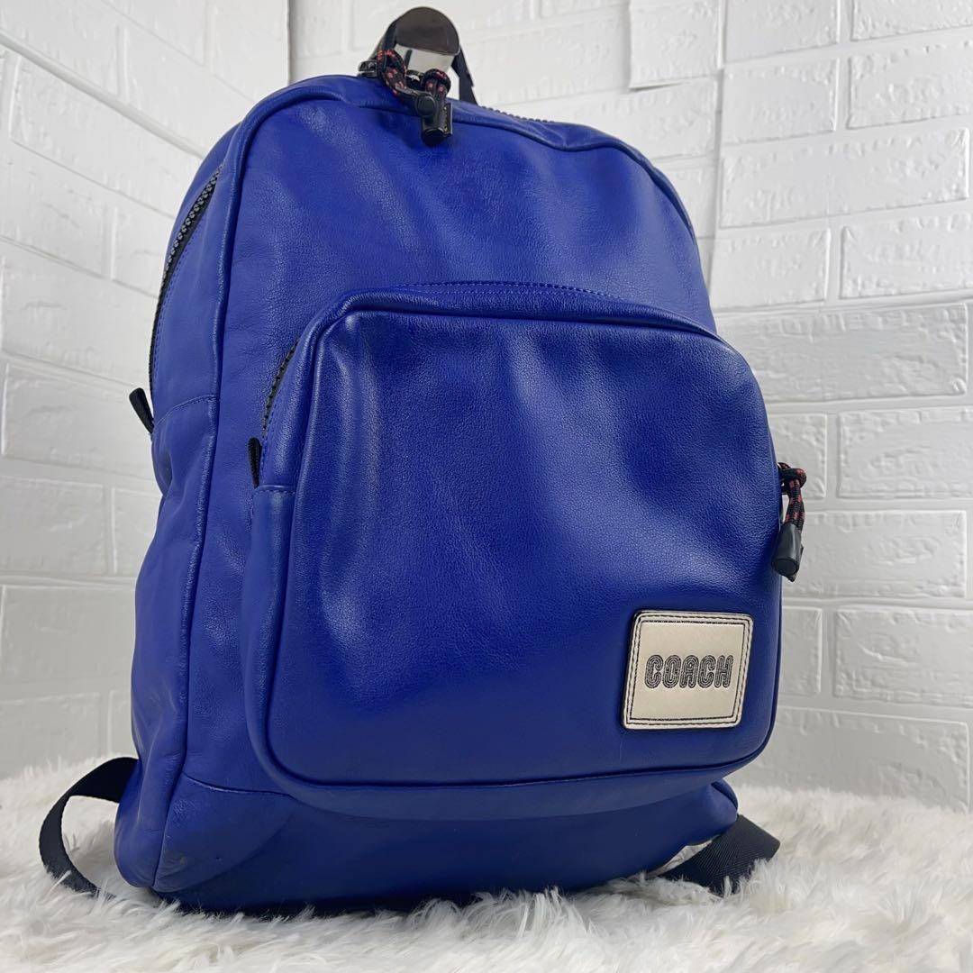 Coach Genuine Leather Backpack Navy Blue Men's Bag Authentic From Japan RIN
